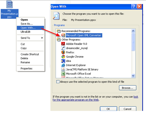 how to open pptx files in powerpoint 2003
